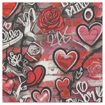 Valentinstag Graffiti-Herzen Muster Stoff