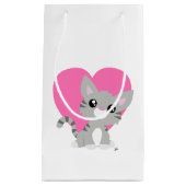 Valentinstag-graue Miezekatze-Geschenk-Tasche Kleine Geschenktüte (Vorderseite)