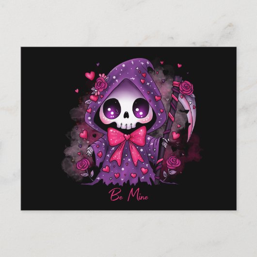 Valentinstag-Grim Reaper Feiertagspostkarte (Vorderseite)