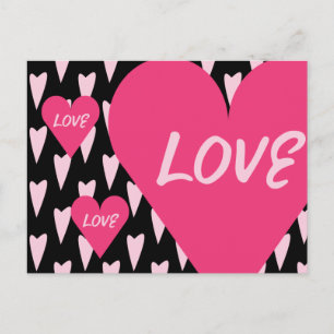 Valentinstag Große Herzen Liebe Rosa Postkarte