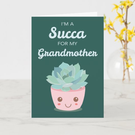 Valentinstag Großmutter mit Kawaii Sukkulent Karte (Gelbe Blume)