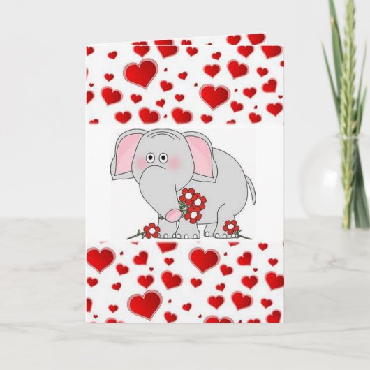 Valentinstag Grußkarte Elefant Feiertagskarte (Vorderseite)