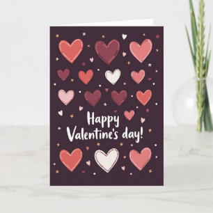 Valentinstag-Grußkarte mit genähten Herzen Karte