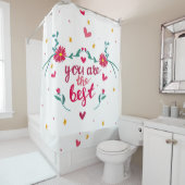 Valentinstag Grußkarte mit Herz, Blume Duschvorhang (Beispiel)