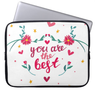 Valentinstag Grußkarte mit Herz, Blume Laptopschutzhülle
