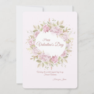 Valentinstag-Grußkarte mit Rosenkranz Einladung