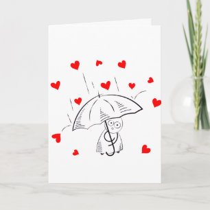 Valentinstag-Grußkarte Regenschirm Rote Herzen Feiertagskarte