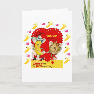 Valentinstag-Grußkarte Vintage Banane Cashew Feiertagskarte