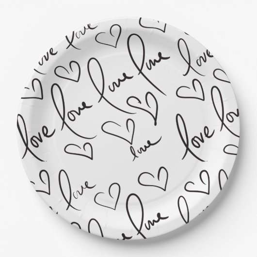 Valentinstag Hand Drawn Script Liebe Letters Pappteller (Vorderseite)