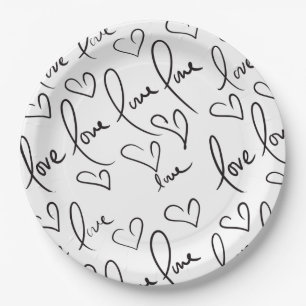 Valentinstag Handgezeichnete Schrift Liebes-Letter Pappteller