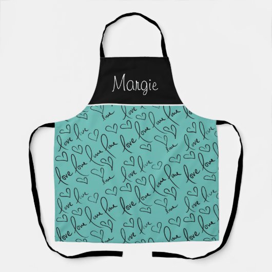 Valentinstag Handschrift Liebe Herzname Schürze (Vorderseite)