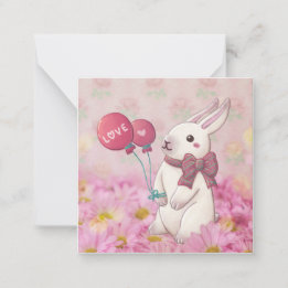 Valentinstag: Hase & Blumen Mitteilungskarte