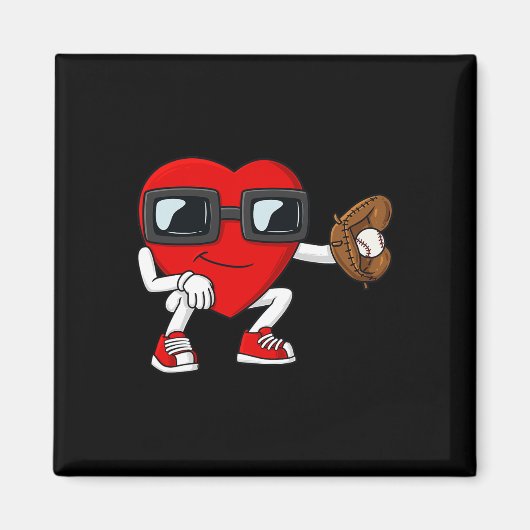 Valentinstag Heart Baseball Catcher Fun Boys Gir Magnet (Vorne)