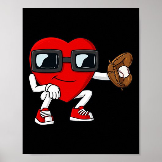 Valentinstag Heart Baseball Catcher Fun Boys Gir Poster (Vorne)