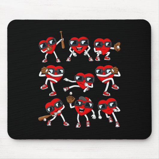 Valentinstag Heart Baseball Hitter Pitcher Fun B Mousepad (Vorne)
