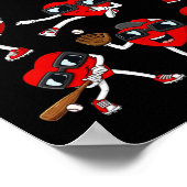 Valentinstag Heart Baseball Hitter Pitcher Fun B Poster (Ecke)