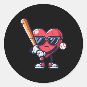 Valentinstag Heart Baseball Jungs Kleinkind Kinder Runder Aufkleber