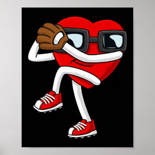 Valentinstag Heart Baseball Pitcher Fun Boys Gir Poster