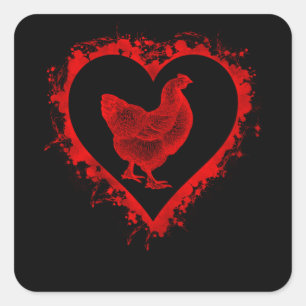 Valentinstag Heart Chicken Farm Lover Boys Girls Quadratischer Aufkleber