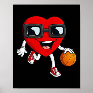 Valentinstag Heart Dribbling Basketball Boys Gir Poster
