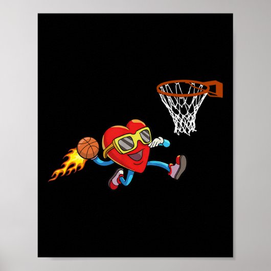 Valentinstag Heart Dunking Basketball Boys Girls Poster (Vorne)