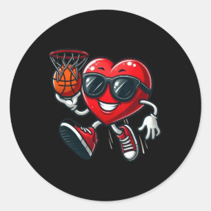 Valentinstag Heart Dunking Basketball Boys Girls Runder Aufkleber