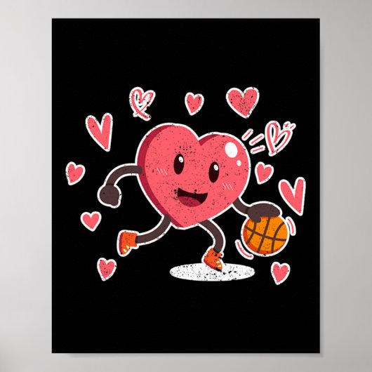 Valentinstag Heart Dunking Basketball Spielercoa Poster (Vorne)