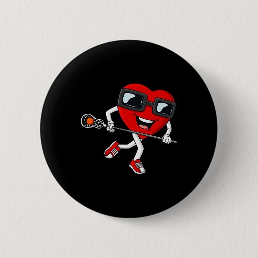 Valentinstag Heart Holding Lacrosse Stick Boys G Button (Vorderseite)