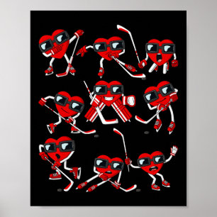 Valentinstag Heart Ice Hockey Player Fun Boys Ki Poster