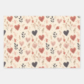 Valentinstag Heart Pattern Mix Geschenkpapier Set (Vorderseite)