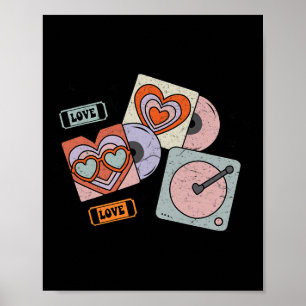 Valentinstag Heart Retro Groovy Cds Musikfans Poster