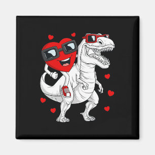 Valentinstag Heart Riding Dinosaur T Rex Fun Boy Magnet