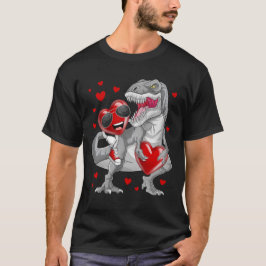 Valentinstag Heart Riding Dinosaur T Rex Funny T-Shirt