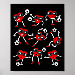 Valentinstag Heart Soccer Player Fun Boys Girls Poster