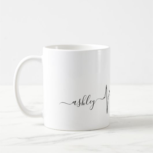 Valentinstag Heartbeat Miniatur Schnauzer Name Kaffeetasse (Links)