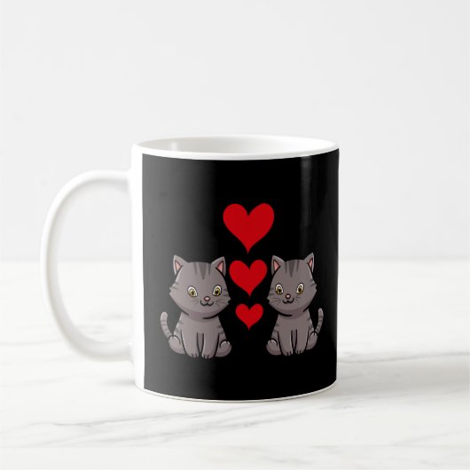 Valentinstag Hearts Day Relationation Couple Cat Kaffeetasse (Links)