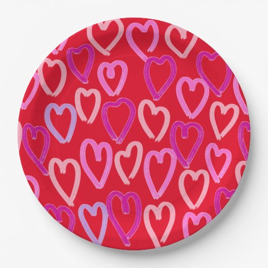 Valentinstag Hearts Pappteller (Vorderseite)