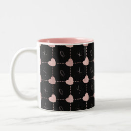 Valentinstag Hearts & X's & O's Coffee Tasse. Zweifarbige Tasse