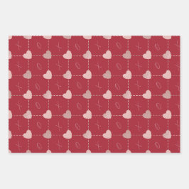 Valentinstag Hearts & X's & O's Wrapping Paper Geschenkpapier Set