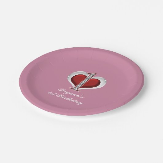 Valentinstag Herz 1. JEDES FARBParty Pappteller (Schrägansicht)