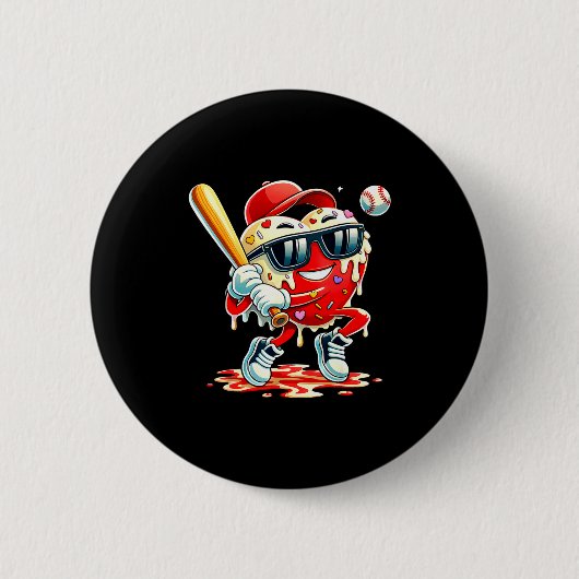Valentinstag Herz Baseball-Drip-Eis Jungen Button (Vorderseite)