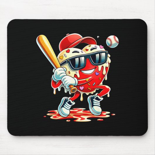 Valentinstag Herz Baseball Drip Eiscreme Jungen  Mousepad (Vorne)
