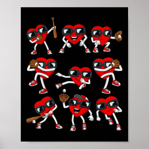 Valentinstag Herz Baseball-Schläger Pitcher Spaß B Poster