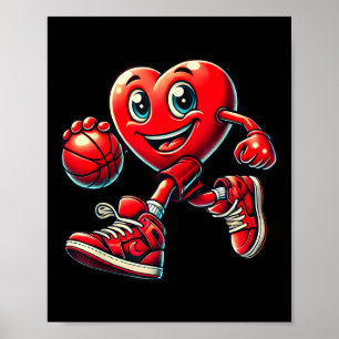 Valentinstag Herz Basketball Jungen Mädchen Kinder Poster