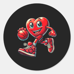 Valentinstag Herz Basketball Jungen Mädchen Kinder Runder Aufkleber