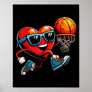 Valentinstag Herz Basketballspieler Dunk Männer Bo Poster