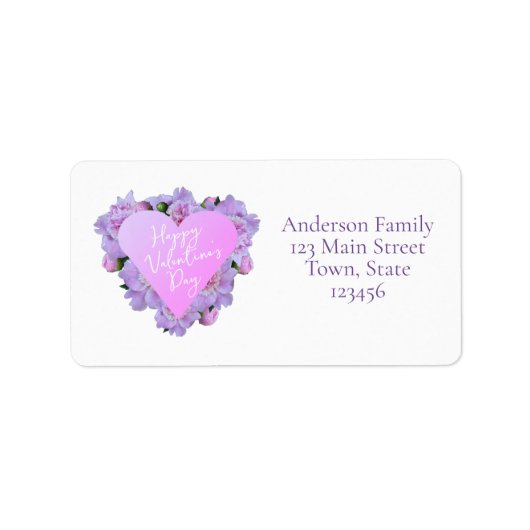 Valentinstag Herz Blume Lila Rosa Elegant Adressaufkleber (Vorne)