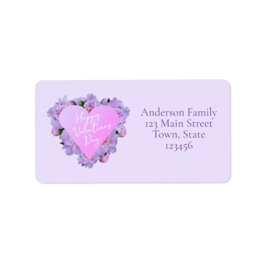 Valentinstag Herz Blume Lila Rosa Elegant Adressaufkleber (Vorne)