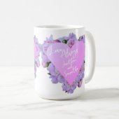 Valentinstag Herz Blume Lila Rosa Elegant Kaffeetasse (VorderseiteRechts)