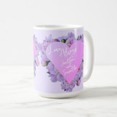 Valentinstag Herz Blume Lila Rosa Elegant Kaffeetasse (VorderseiteRechts)